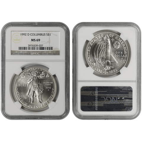 1992-D Columbus Commemorative Silver Dollar - NGC MS 69