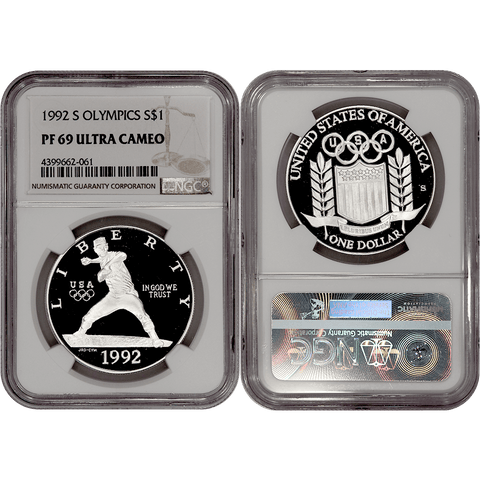 1992-S Olympic Baseball Commemorative Silver Dollar - NGC PF 69