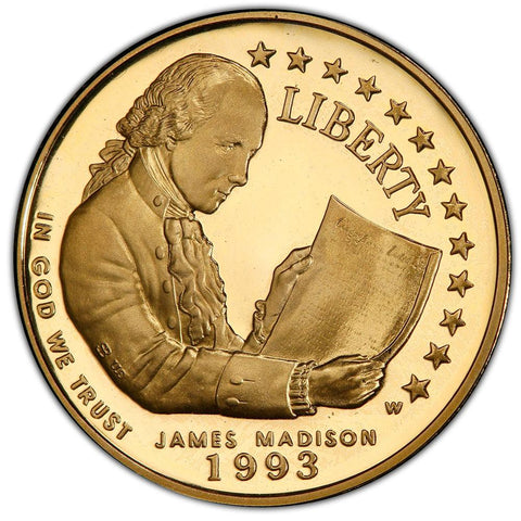 1993 $5 Bill of Rights/Madison Proof Gold Commemorative - Gem Proof in Capsule