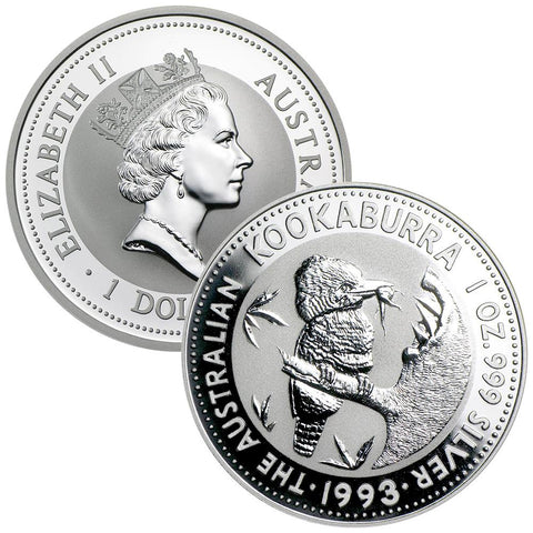1993 Australia $1 Silver 1 oz. Kookaburra KM.209- Gem Uncirculated