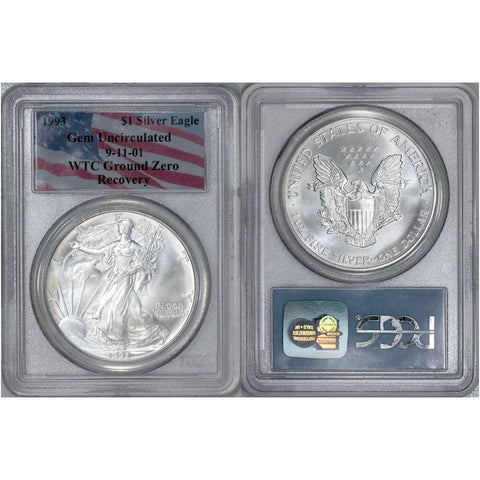 1993 American Silver Eagle 9/11 Ground Zero Recovery - PCGS Gem Uncirculated