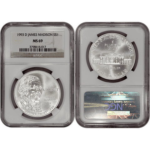 1993-D James Madison/Bill of Rights Commemorative Silver Dollar - NGC MS 69