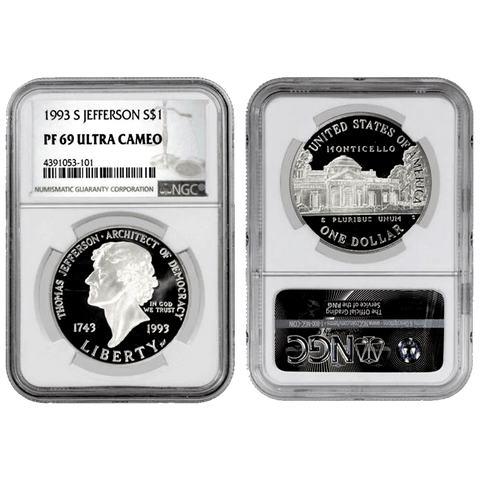 1993-S Thomas Jefferson Commemorative Silver Dollar - NGC PF 69 Ultra Cameo