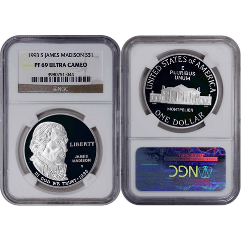 1993-S James Madison/Bill of Rights Commemorative Silver Dollar - NGC PF 69 Ultra Cameo