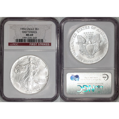 1994 American Silver Eagle - NGC MS 69 First Strikes