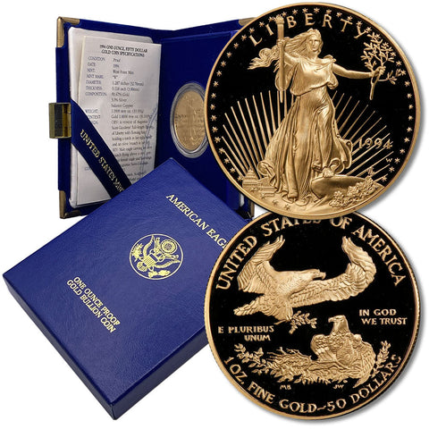 1994-W $50 Proof Gold American Eagles in OGP w/COA (1 Toz Net Pure Gold)