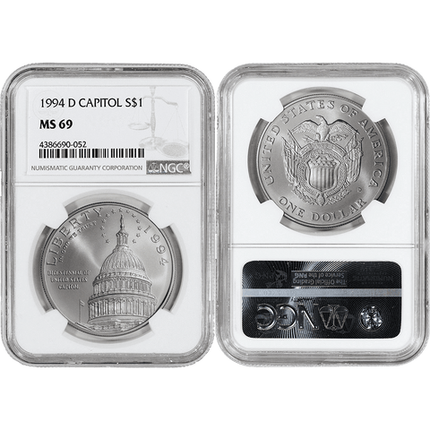 1994-D Capitol Commemorative Silver Dollar - NGC MS 69