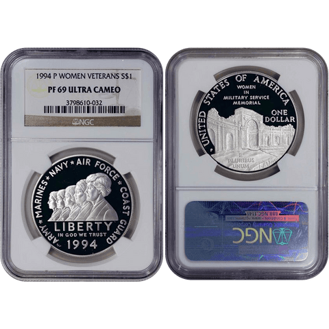 1994-P Women Veterans Commemorative Silver Dollar - NGC PF 69 Ultra Cameo