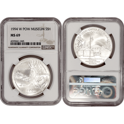 1994-W POW Museum Commemorative Silver Dollar - NGC MS 69