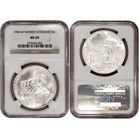 1994-W Women Veterans Commemorative Silver Dollar - NGC MS 69