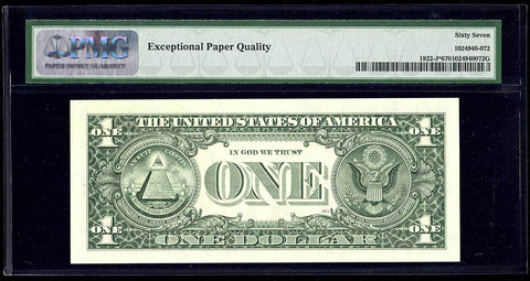 1995 $1 Kansas City Federal Reserve Star Note Fr. 1922-J* - PMG Superb Gem Unc 67 EPQ