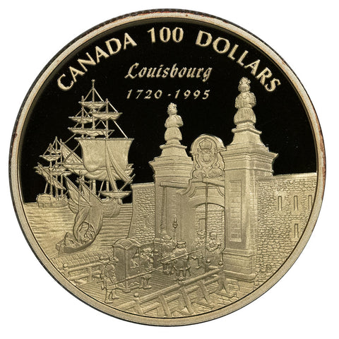 1995 Canada Proof $100 1/4 oz Gold Coin Founding of Louisbourg - Gem Proof in OGP