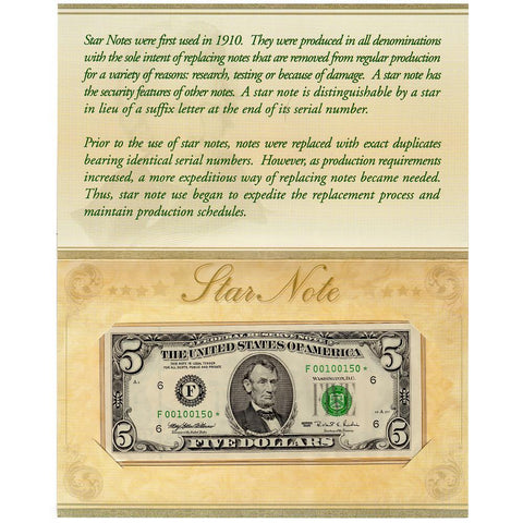 1995 $5 Federal Reserve Star Note Atlanta District Fr. 1985-F* - F00100150*