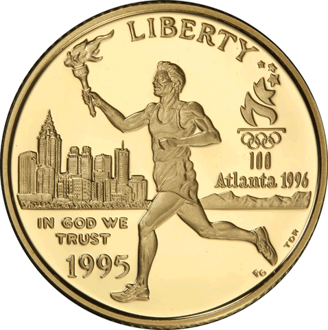 1995-W Olympic Torch Runner $5 Commemorative Gold ~ Superb Gem Proof