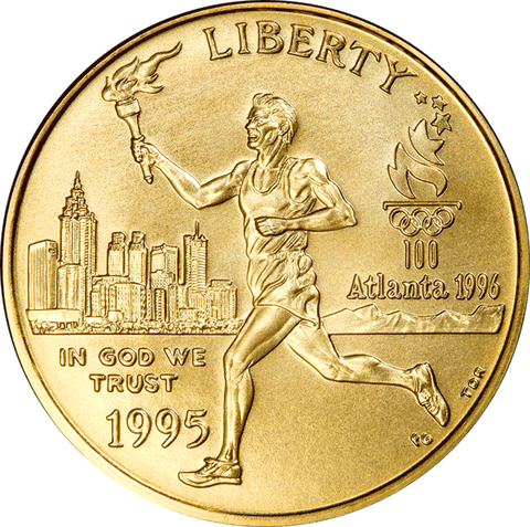 1995-W Olympic Torch Runner $5 Commemorative Gold ~ PQ Brilliant Uncirculated