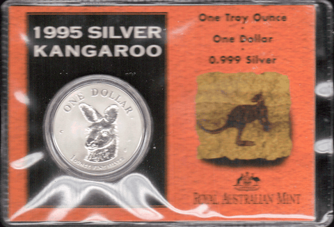 1995 Australian Kangaroo 1 oz Silver in OGP KM. 293.1 - Gem Brilliant Uncirculated