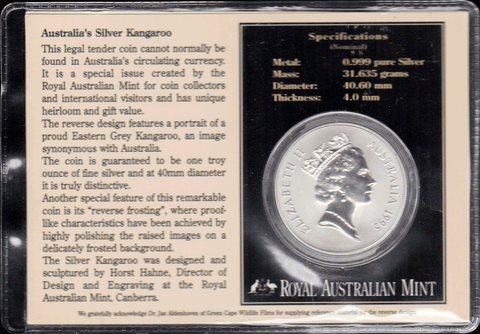 1995 Australian Kangaroo 1 oz Silver in OGP KM. 293.1 - Gem Brilliant Uncirculated