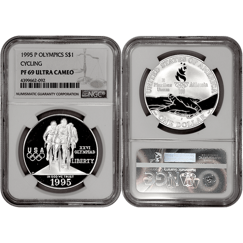 1995-P Olympic Cycling Commemorative Silver Dollar - NGC PF 69 Ultra Cameo