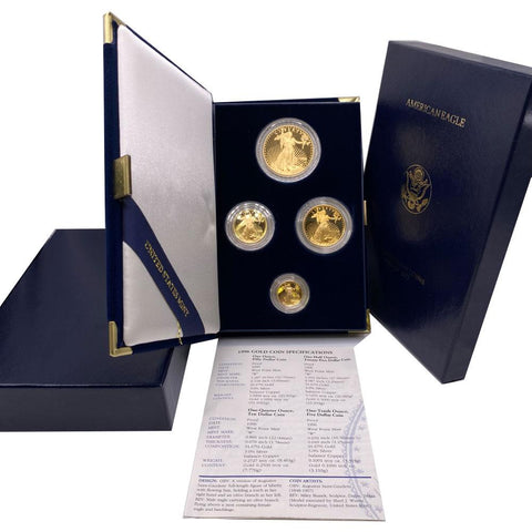 1996-W 4-Coin Proof Gold American Eagle Set in OGP w/ COA (1.85 AGW)