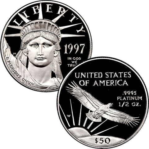 Proof 1997-W $50 1/2 oz Platinum American Eagles - Gem Proof in Capsules