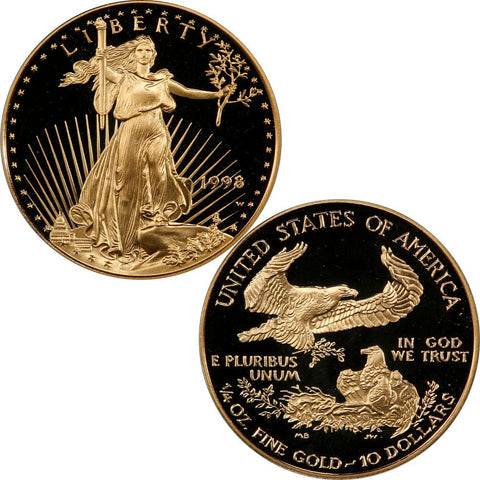 1998-W $10 Proof 1/4 oz American Gold Eagle - Gem Proof in Original Capsule