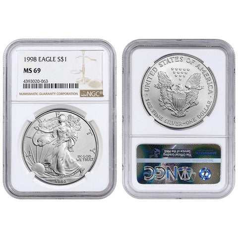 1998 American Silver Eagles - NGC MS 69 - Overstock