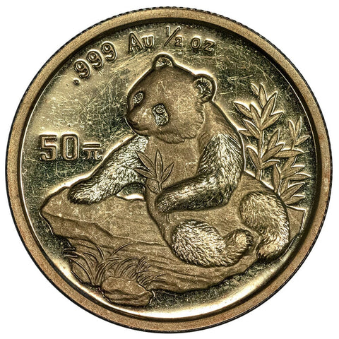 Key-Date 1998 Small Date China 50 Yuan 1/2 oz Gold Panda KM.1129 - Uncirculated