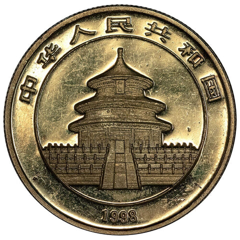 Key-Date 1998 Small Date China 50 Yuan 1/2 oz Gold Panda KM.1129 - Uncirculated