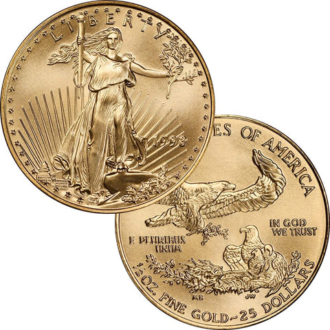1998 $25 1/2 Oz Half Ounce Gold Eagle - Gem Uncirculated
