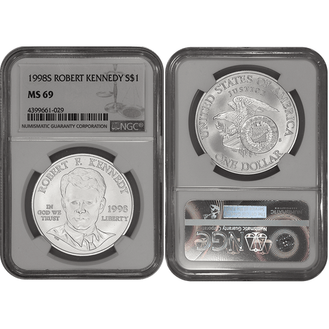 1998-S Robert Kennedy Commemorative Silver Dollar - NGC MS 69