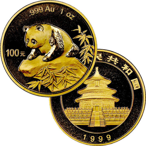 1999 100 Yuan 1 oz Gold Panda - Gem Uncirculated in Mint Plastic