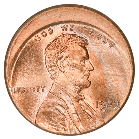 1999 Lincoln Cent - Off-Center Broadstrike - Choice Brilliant Uncirculated
