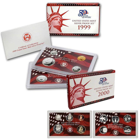 1999-S & 2000-S Silver Proof Sets Super Special ~ Both Sets $109 (Below Wholesale)