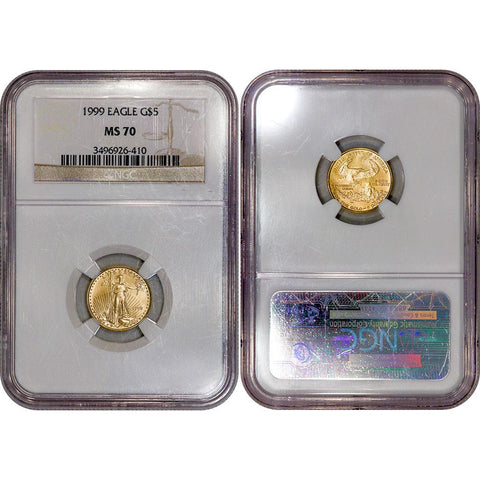 1999 1/10th Tenth Ounce Gold Eagle - NGC MS 70