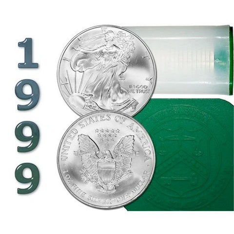 1999 American Silver Eagle Mint Roll of 20 - Crisp Original Rolls on Special