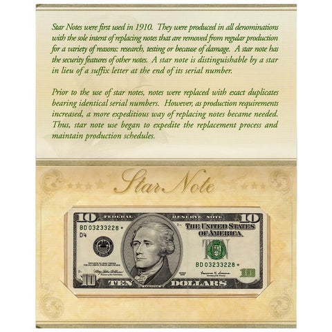 1999 $10 Federal Reserve Star Note Cleveland District Fr. 2033-D* - BD03233228*