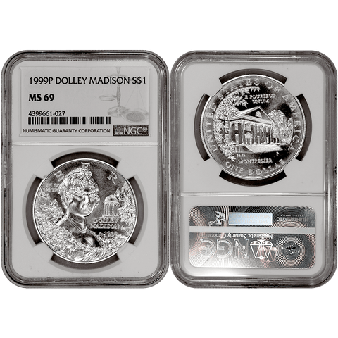 1999-P Dolley Madison Commemorative Silver Dollar - NGC MS 69