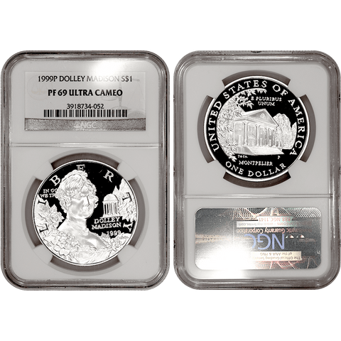 1999-P Dolley Madison Commemorative Silver Dollar - NGC PF 69 Ultra Cameo