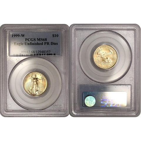 1999-W $10 1/4oz American Gold Eagle Error - Struck With Proof Dies - PCGS MS 68