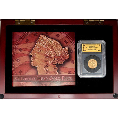 1881 $5 Gold Liberty Head Gold Coin - About Uncirculated - In Display Box w/ Pamphlet