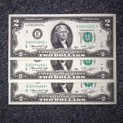 3 Consecutive 1976 Federal Reserve Richmond Star Notes - Uncirculated