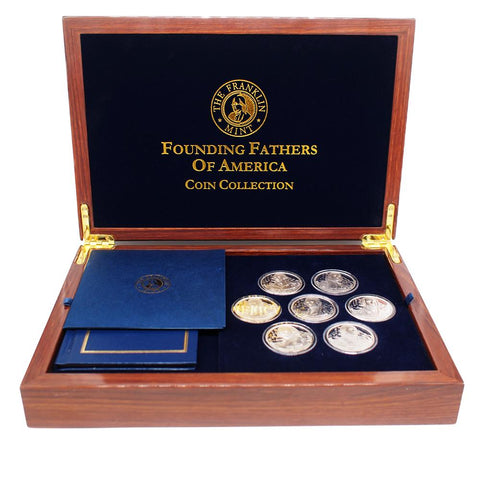 Founding Fathers of America Silver Coin Collection - w/ Deluxe Franklin Mint Display Case