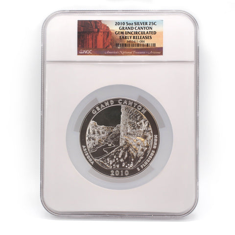 2010 5oz Silver Quarter Grand Canyon - NGC Gem Uncirculated "Early Releases"