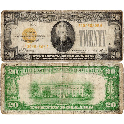 1928 $20 Small-Size Gold Certificate Fr. 2402 - Very Good