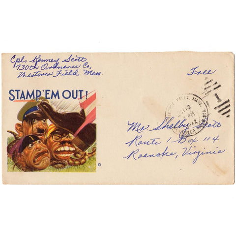 1942 Stamp 'Em Out WW2 Patriotic Cover - Free Military Postage