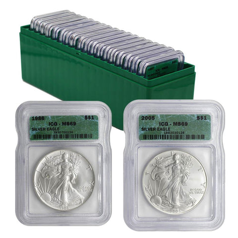 1986-2005 Certified American Silver Eagle Set - ICG MS 69