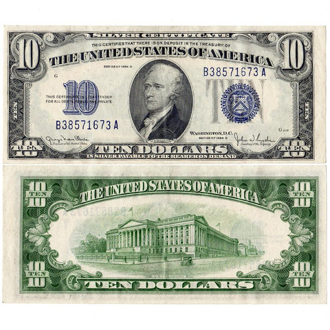 1934-D $10 Silver Certificate FR. 1705 - About Uncirculated