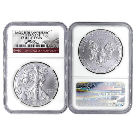 2011 "25th Anniversary" Silver Eagle - NGC MS70 "Early Release"