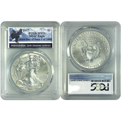 2017 Silver Eagle PCGS - MS70 First Day of Issue 1 of 1000