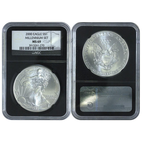 2000 $1 Silver Eagle "Millennium Set" NGC- MS 69 "Black Core"